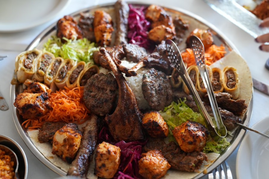 Lamb chops on a mixed platter